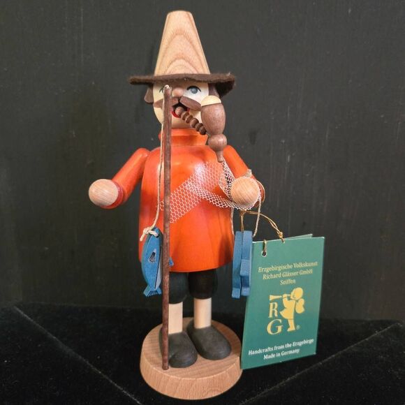 Richard Glasser German Incense Burner Fisherman Handmade in Germany Wooden - Picture 1 of 9